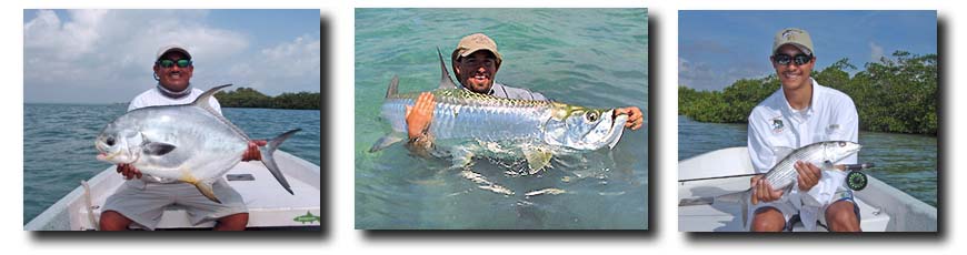 L-R: Beilze River Lodge Permit; Belize River Lodge Tarpon; Belize River Lodge Bonefish